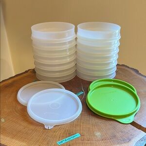 Vintage Tupperware Green and White Hamburger Food Storage Containers